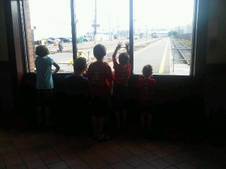 grandchildren waiting at VIA Rail in Halifax