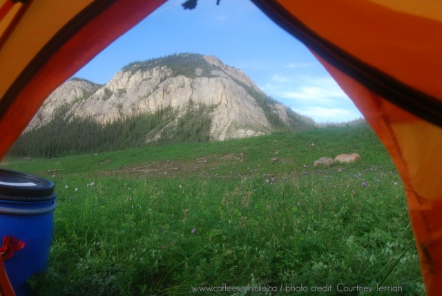 view from mount st. charles from a tent