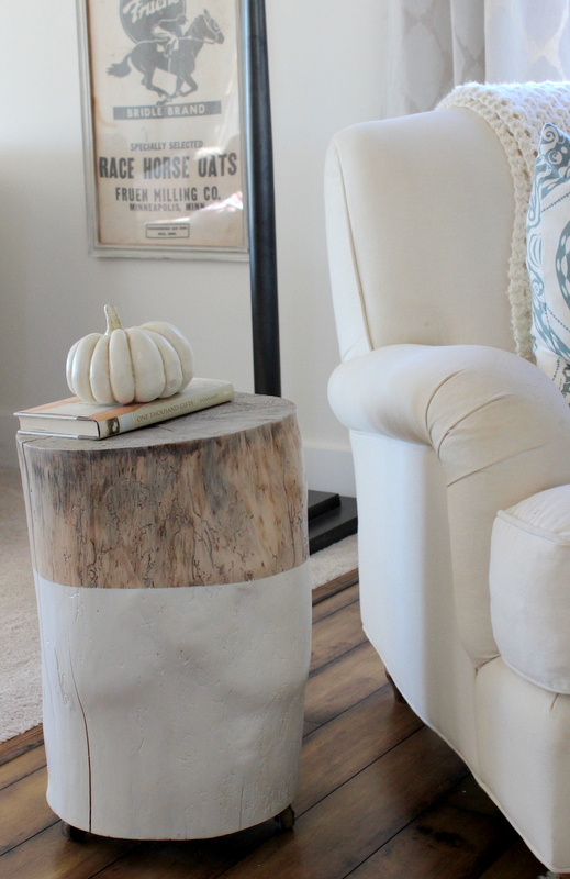 Dipped tree stump side table