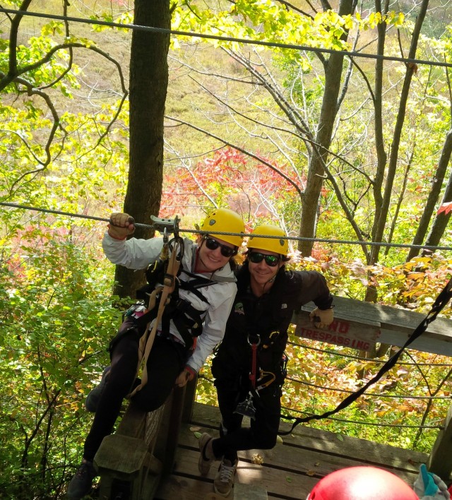 Long Point Eco-Adventures' zipline guides Kristin and Bobby.